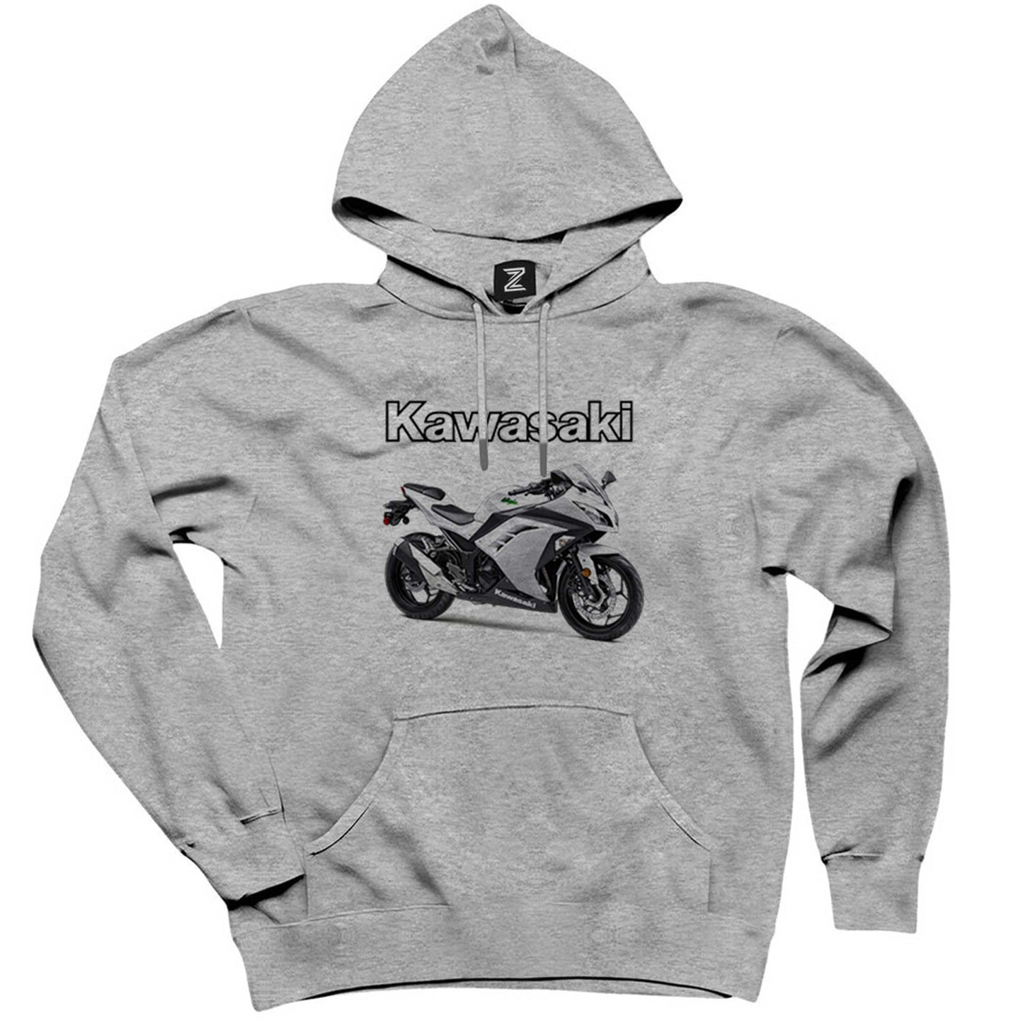 Kawasaki Ninja 250R Gri Kapşonlu Sweatshirt Hoodie