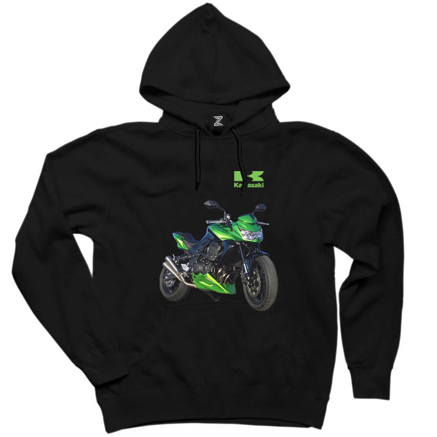 Kawasaki Z750 Siyah Kapşonlu Sweatshirt Hoodie