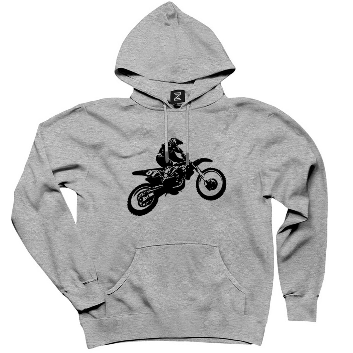 Motokros Endurocross Gri Kapşonlu Sweatshirt Hoodie