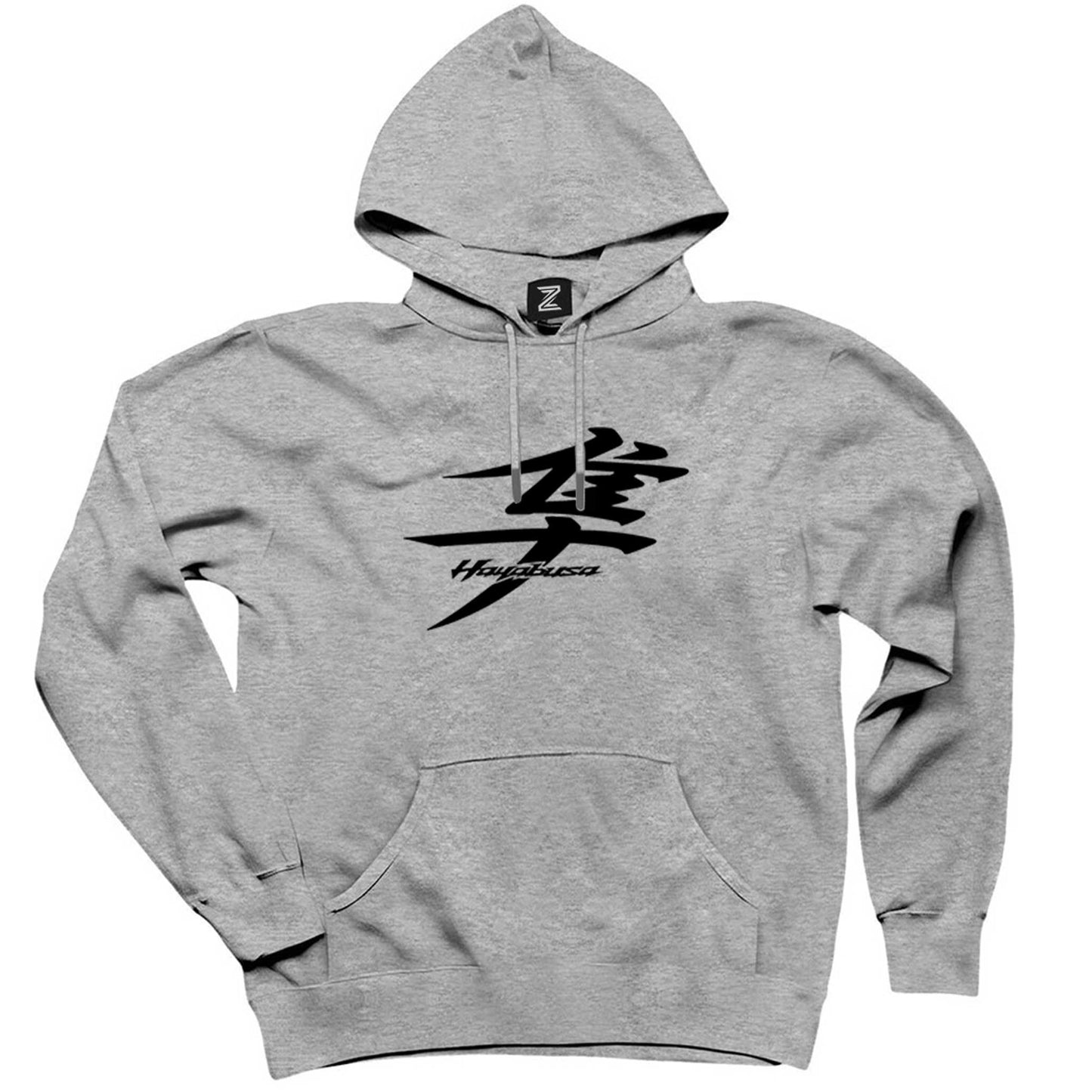 Hayabusa Logo Text Gri Kapşonlu Sweatshirt Hoodie