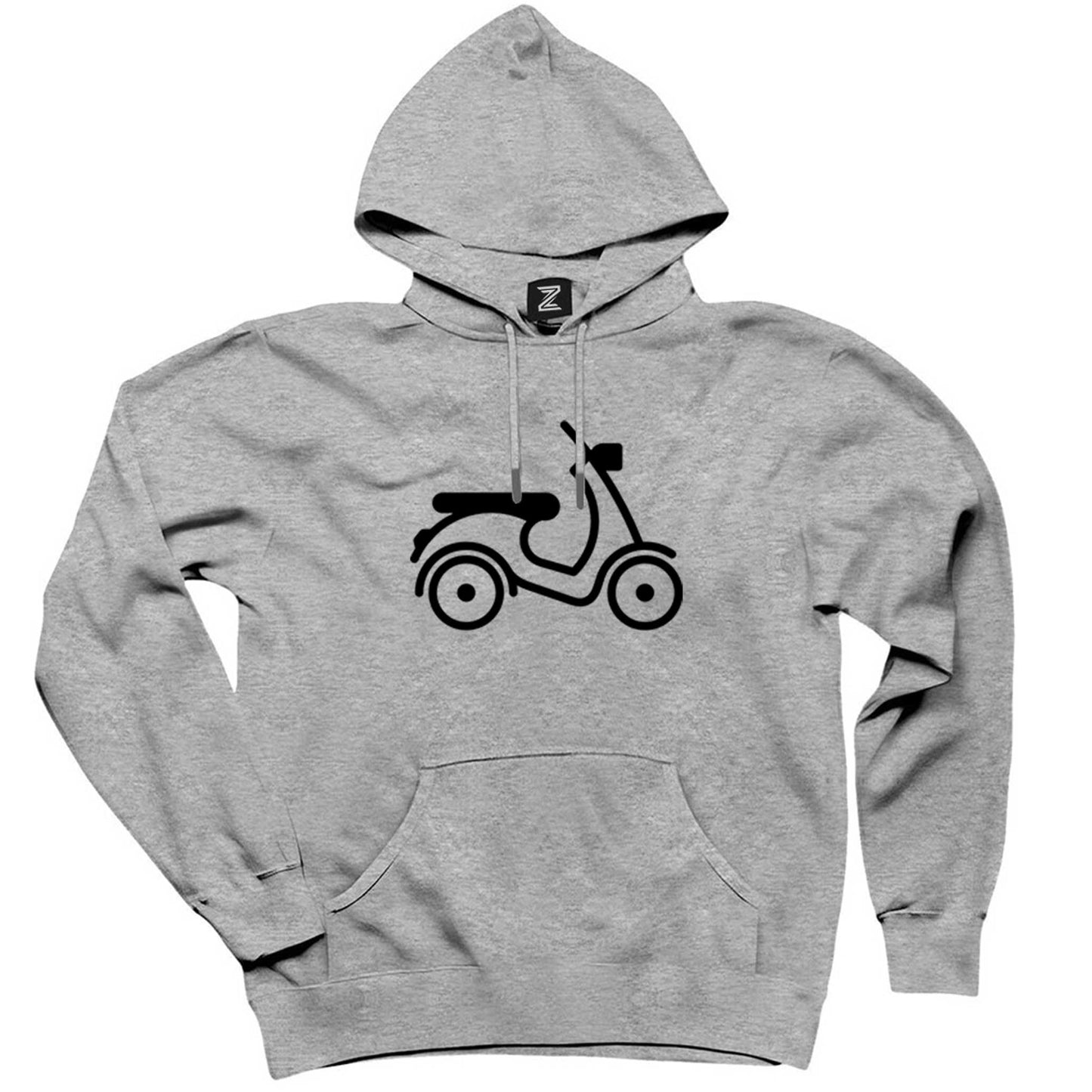 Vespa Scotter Siluet Gri Kapşonlu Sweatshirt Hoodie