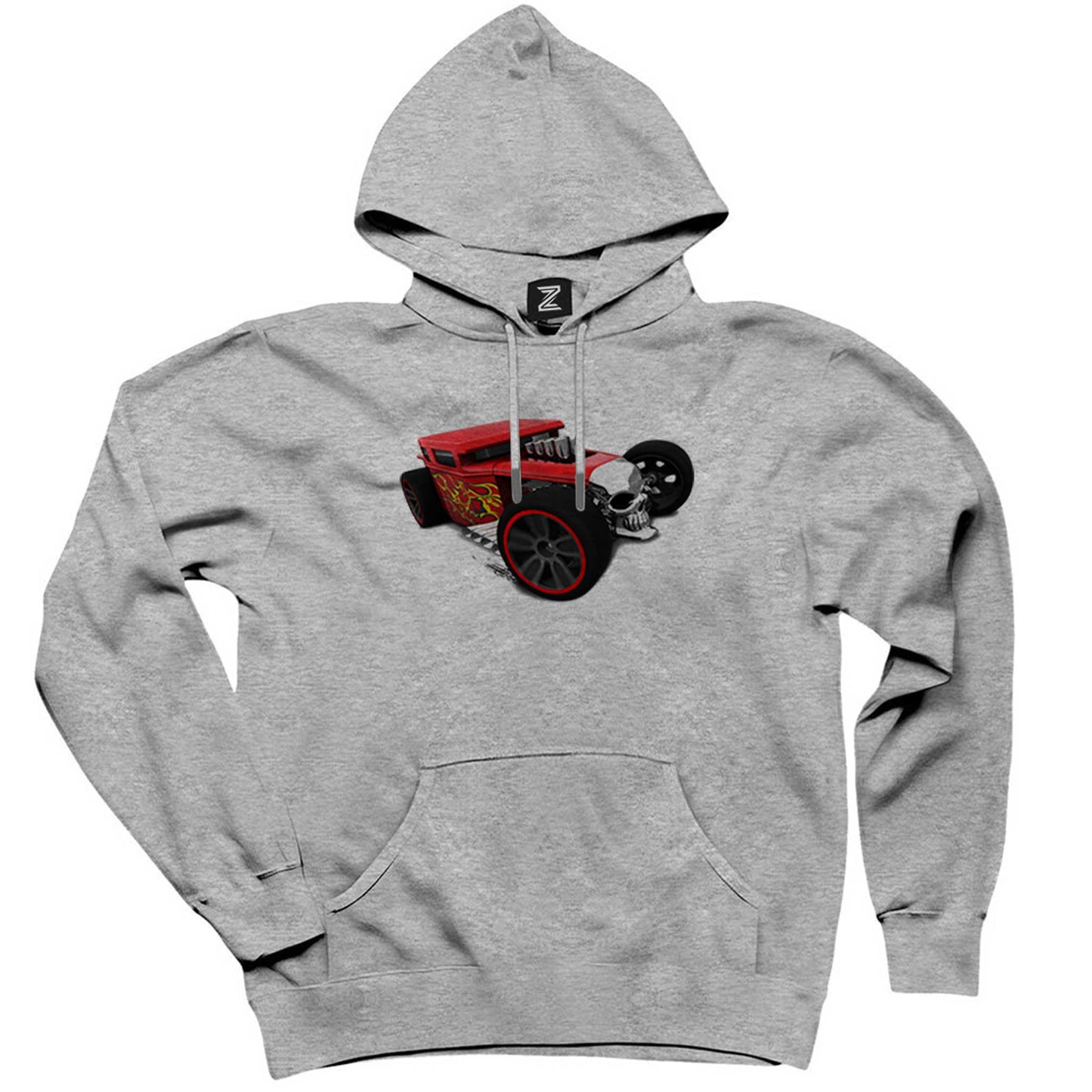 HOT WHEELS Skull Car Gri Kapşonlu Sweatshirt Hoodie