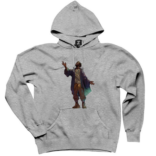 Black Hip Hop Artist Gri Kapşonlu Sweatshirt Hoodie