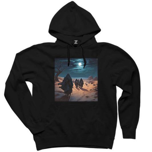 Caravan Advancing in The Moonlight Siyah Kapşonlu Sweatshirt Hoodie