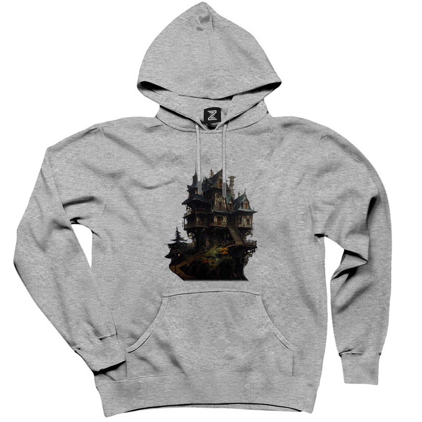 Castle in The Forest Gri Kapşonlu Sweatshirt Hoodie