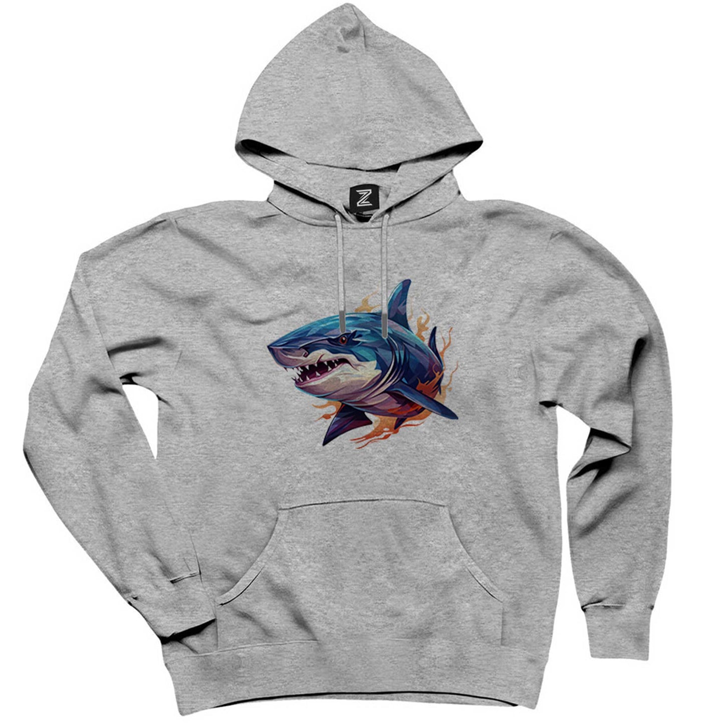 Color Shark Gri Kapşonlu Sweatshirt Hoodie