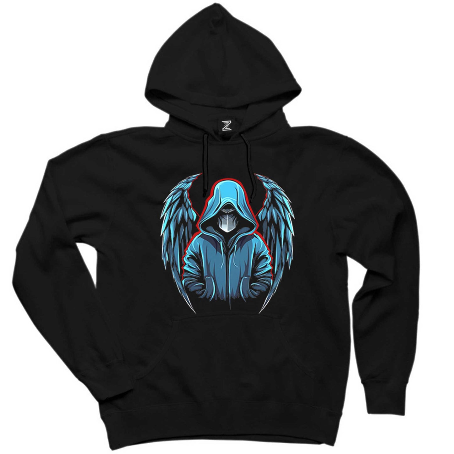 Depressed Angel Siyah Kapşonlu Sweatshirt Hoodie