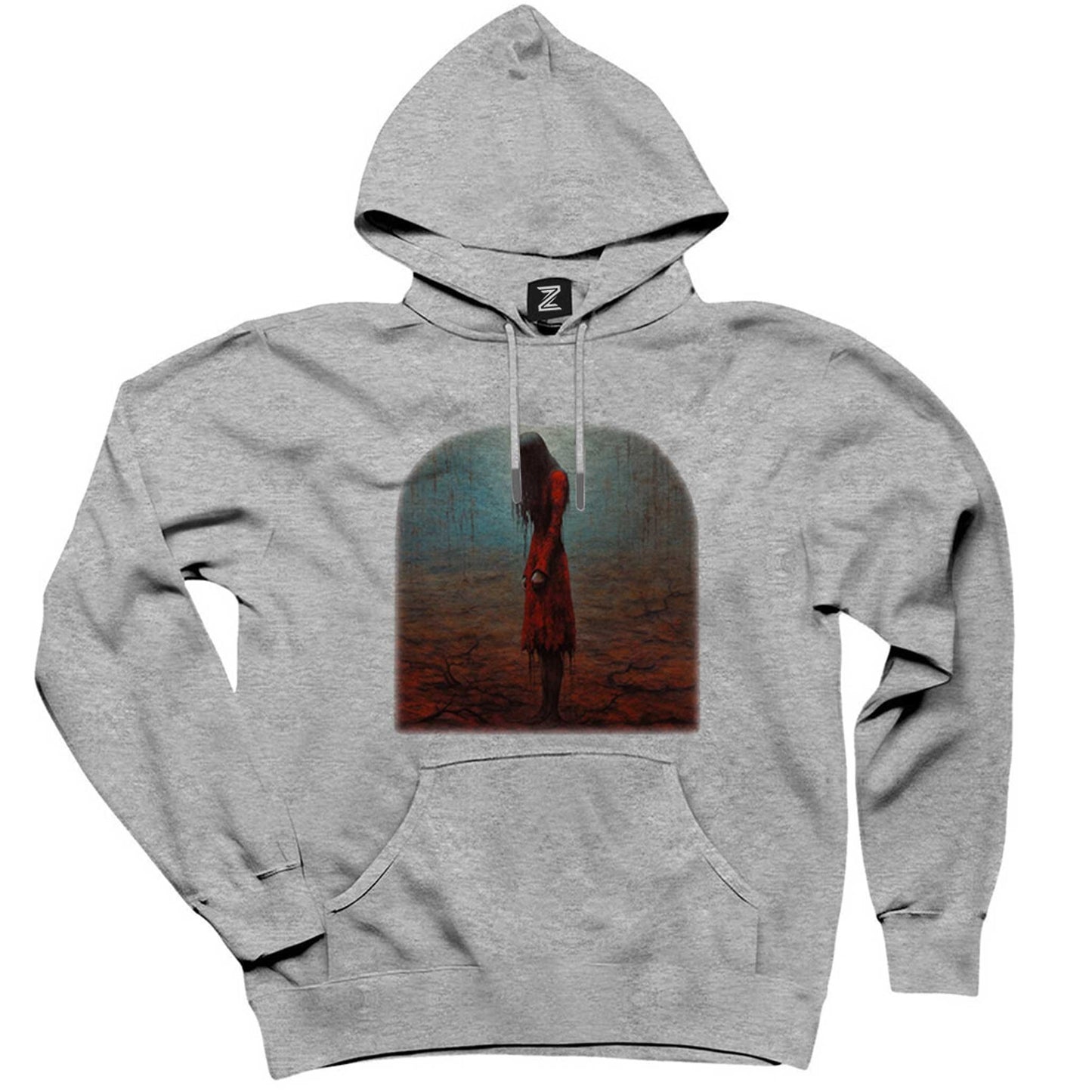 Depressed Girl Gri Kapşonlu Sweatshirt Hoodie