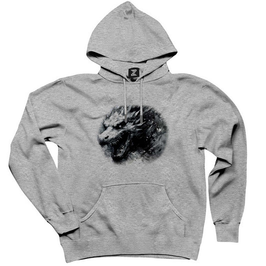 Dragon Pencil Drawing Gri Kapşonlu Sweatshirt Hoodie