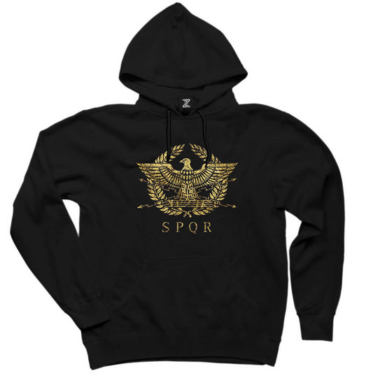 Roman Empire Emblem Siyah Kapşonlu Sweatshirt Hoodie