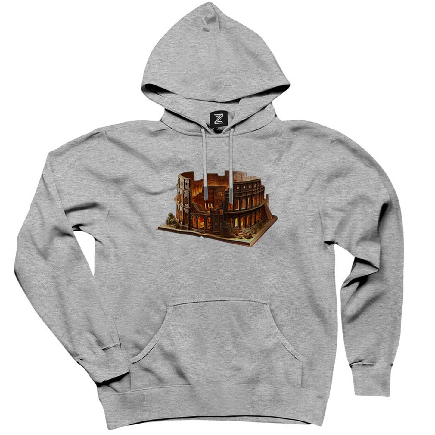 Roman view Book Gri Kapşonlu Sweatshirt Hoodie