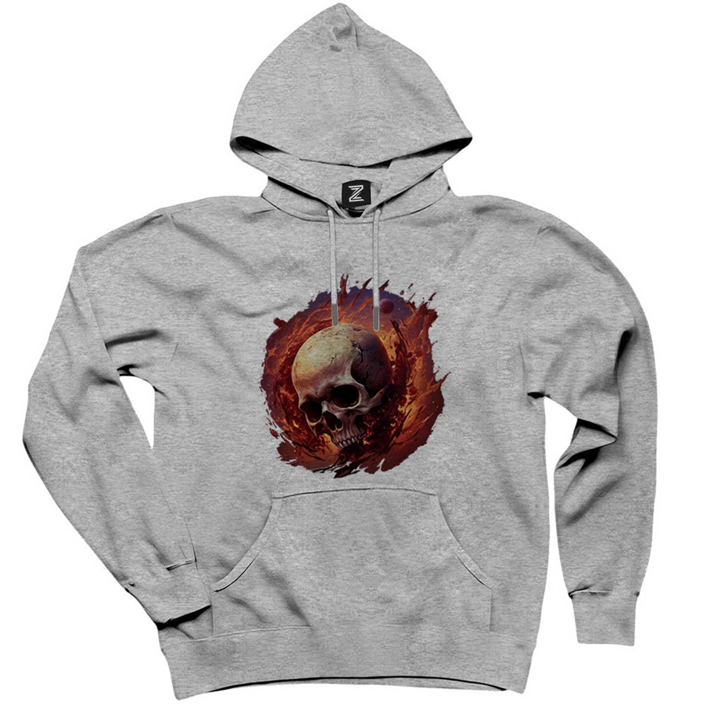 Skull Planet Gri Kapşonlu Sweatshirt Hoodie