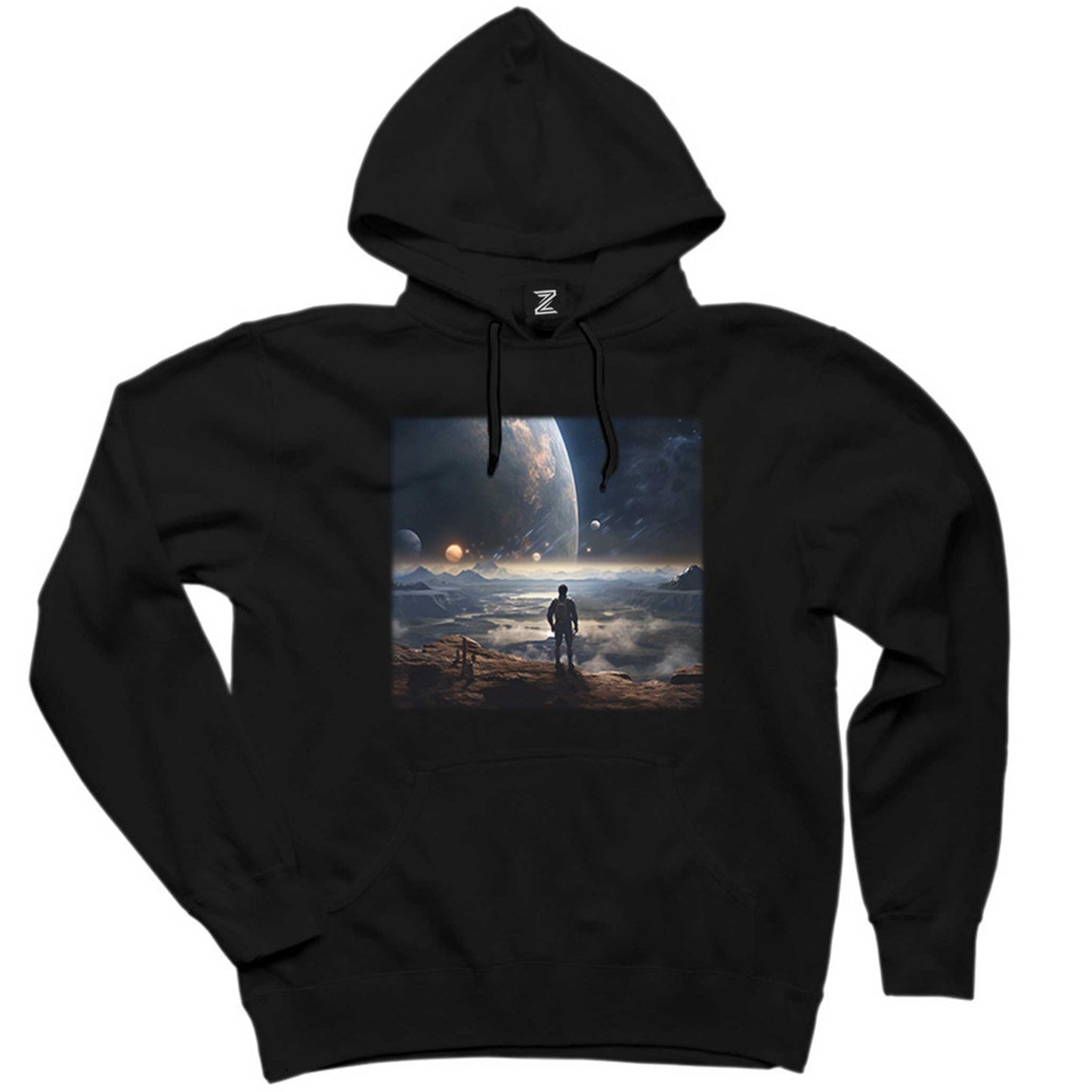 Space Museum Siyah Kapşonlu Sweatshirt Hoodie