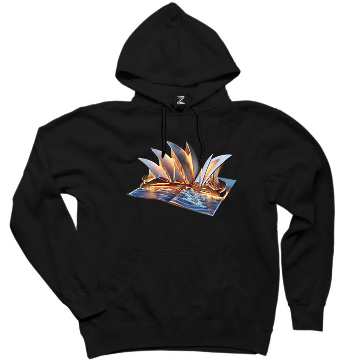 Sydney View Book Siyah Kapşonlu Sweatshirt Hoodie