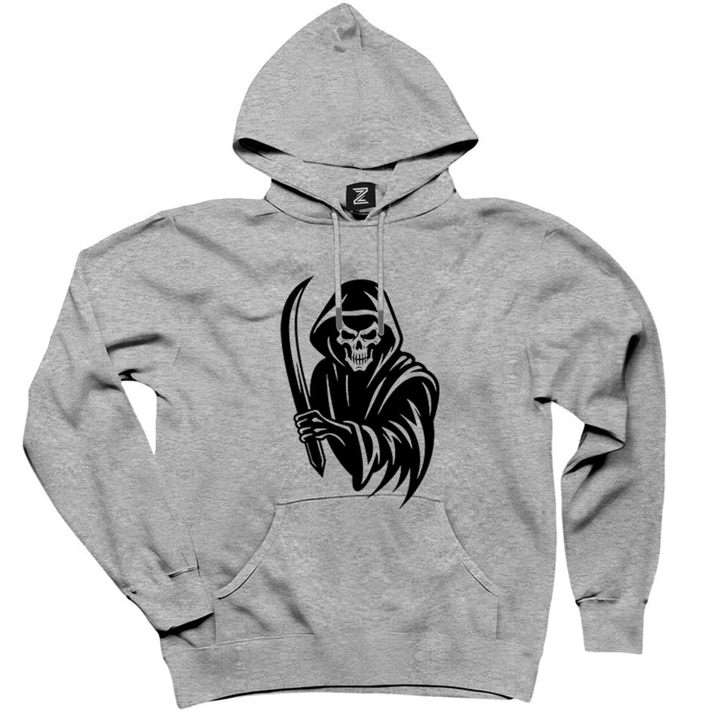 Grim Reaper Sword Gri Kapşonlu Sweatshirt Hoodie