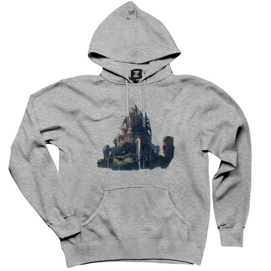 Water valley Castle Gri Kapşonlu Sweatshirt Hoodie