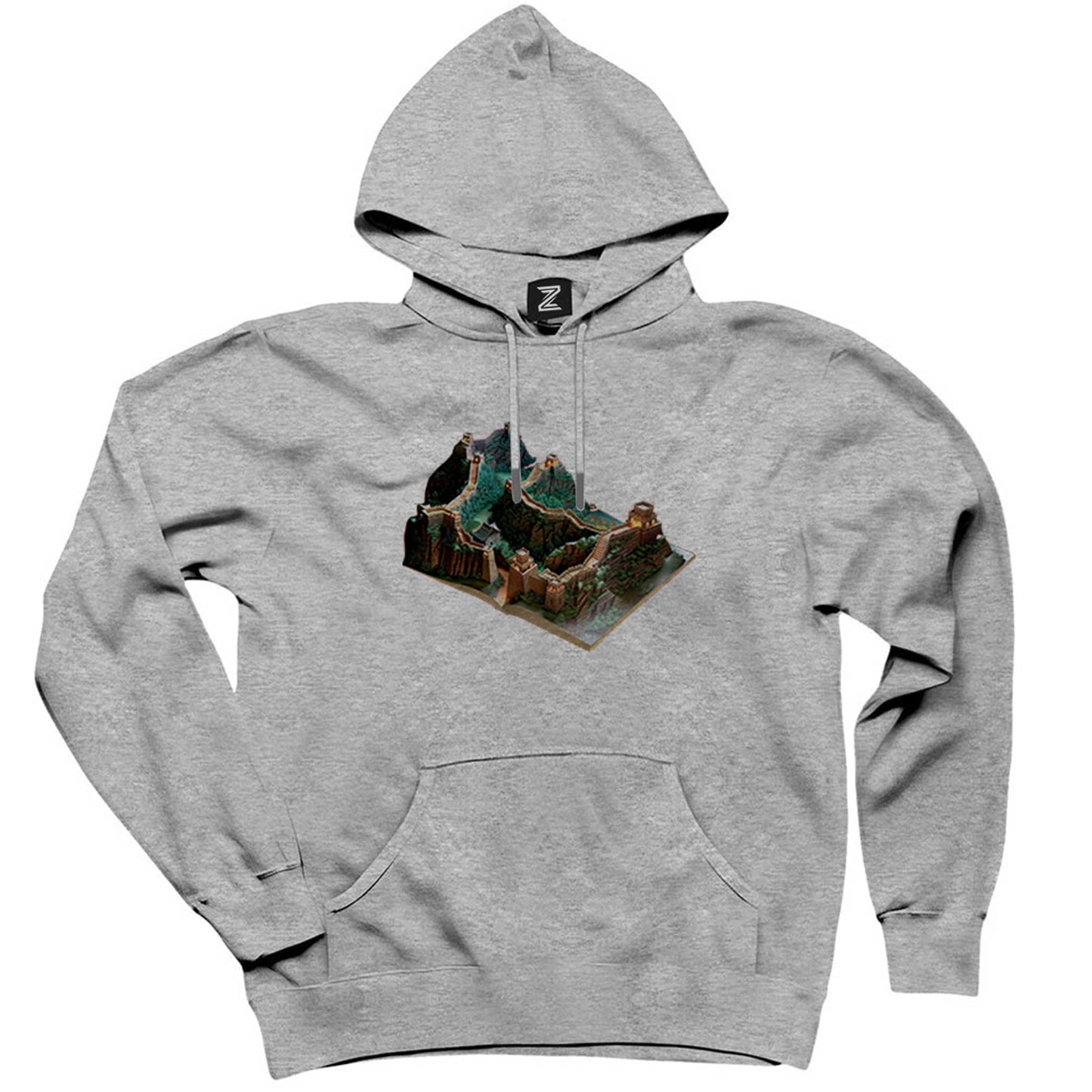 Great Wall of China View Book Gri Kapşonlu Sweatshirt Hoodie