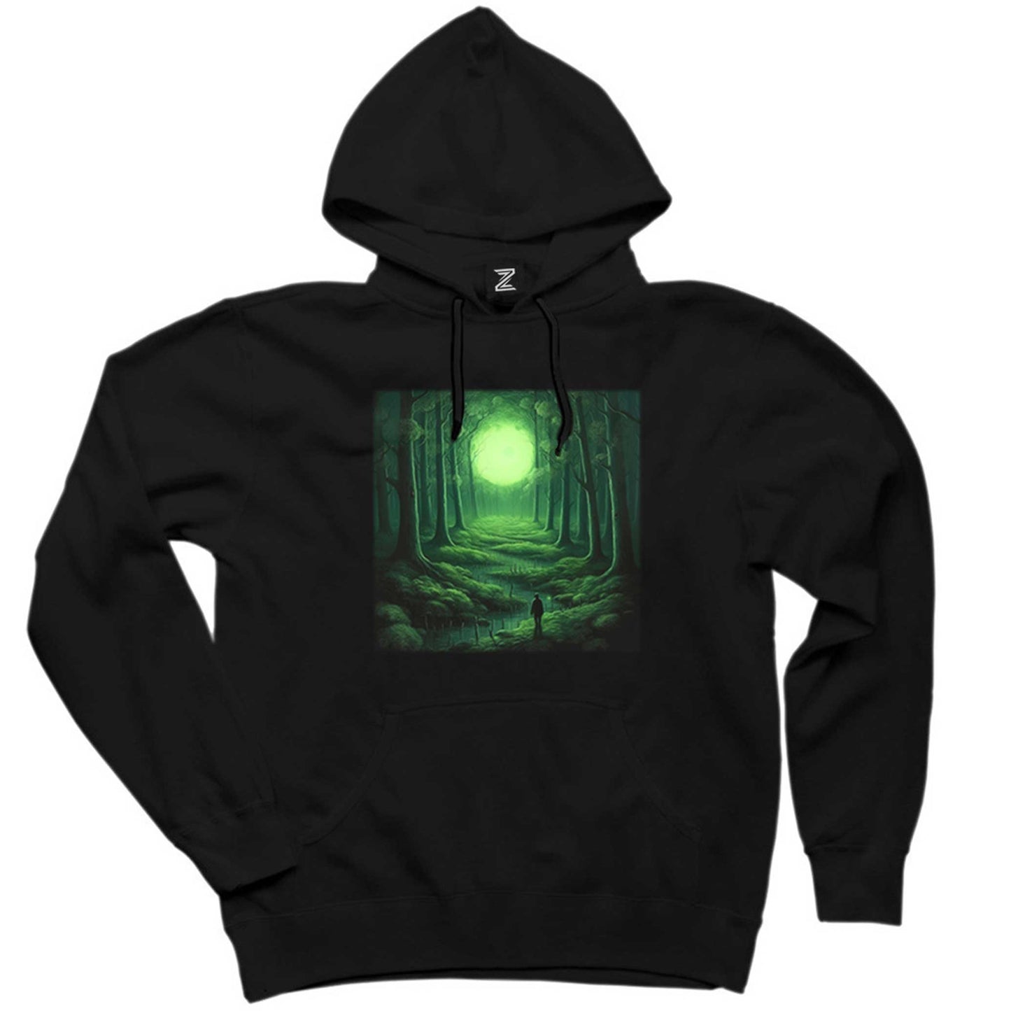 Green Forest Siyah Kapşonlu Sweatshirt Hoodie