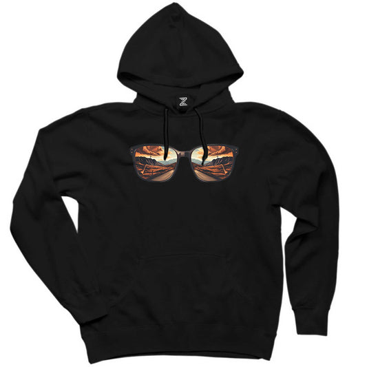 Highway Reflection Siyah Kapşonlu Sweatshirt Hoodie