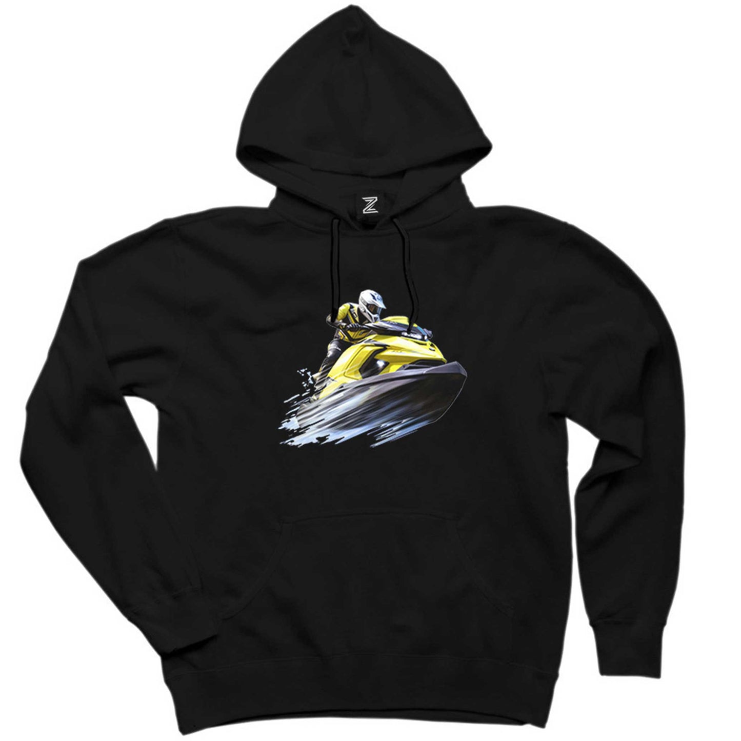 Jetski Tour Siyah Kapşonlu Sweatshirt Hoodie