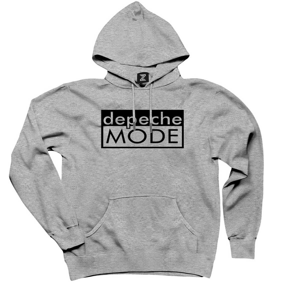 Depeche Mode Text Gri Kapşonlu Sweatshirt Hoodie