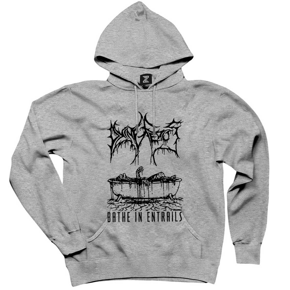 Dying Fetus Bathe in Entrails Gri Kapşonlu Sweatshirt Hoodie