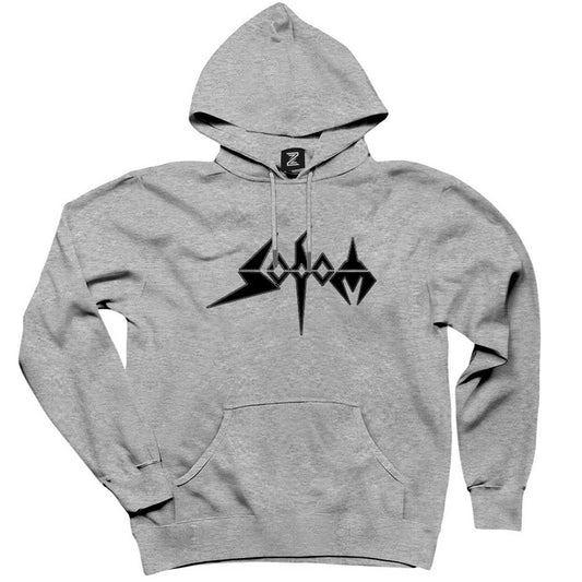 Sodom Text Gri Kapşonlu Sweatshirt Hoodie