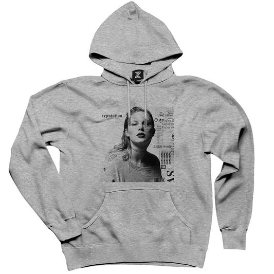 Taylor Swift Portre Gri Kapşonlu Sweatshirt Hoodie