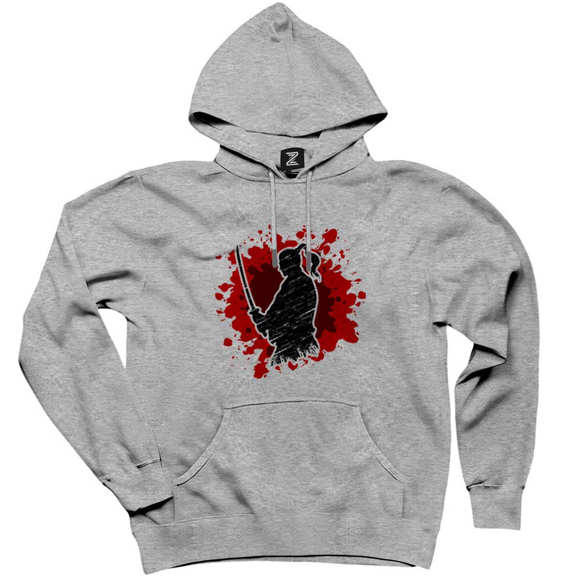 Samurai Öklid Gri Kapşonlu Sweatshirt Hoodie