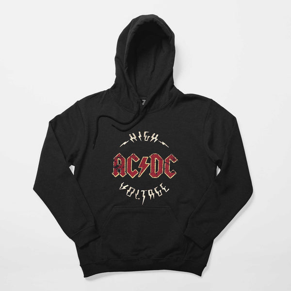 Ac Dc Logo Vintage Siyah Kapşonlu Sweatshirt Hoodie