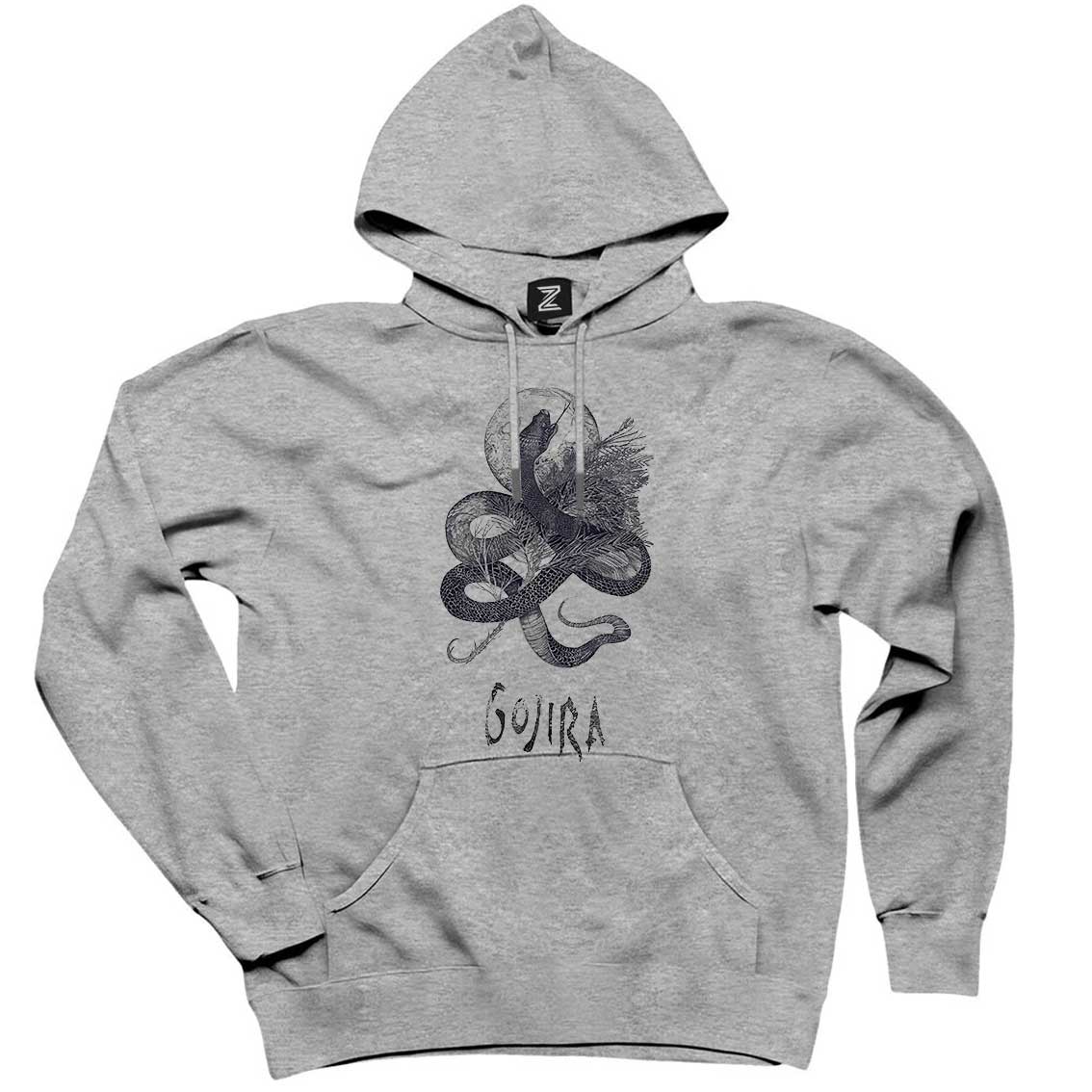 Gojira Snake and Moon Gri Kapşonlu Sweatshirt Hoodie