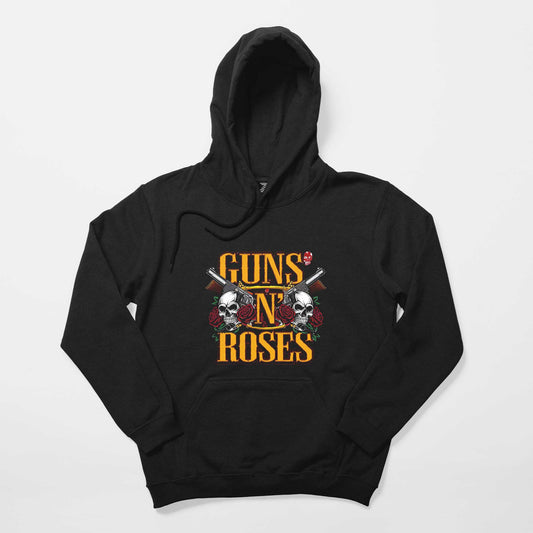 İndirimli Guns N Roses Text Skull Siyah Kapşonlu Sweatshirt Hoodie