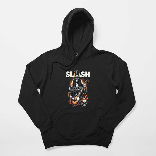 Slash Guitarist Skull Logo Siyah Kapşonlu Sweatshirt Hoodie Hoodie