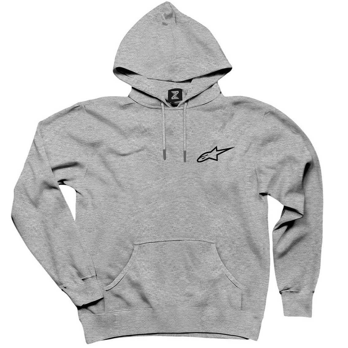 Alpinestars Logo Black Gri Kapşonlu Sweatshirt Hoodie