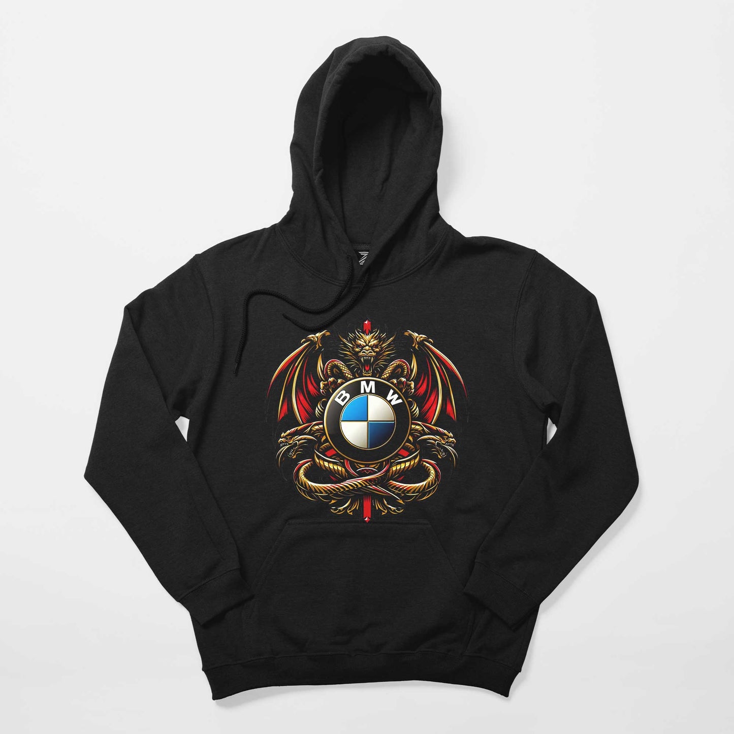 Bmw Logo Ejderha Siyah Kapşonlu Sweatshirt Hoodie