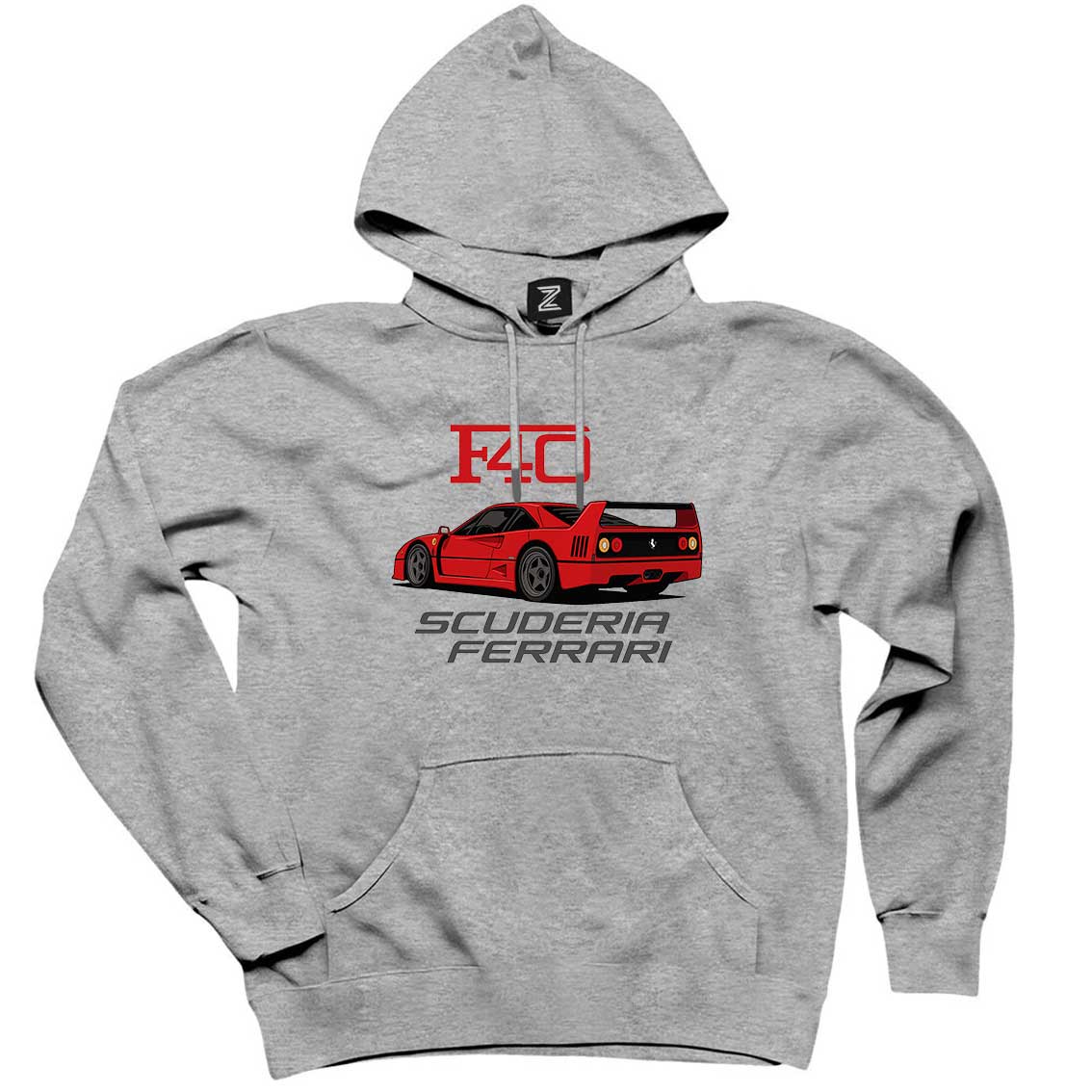 Ferrari F40 Gri Kapşonlu Sweatshirt Hoodie