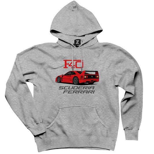 Ferrari F40 Gri Kapşonlu Sweatshirt Hoodie