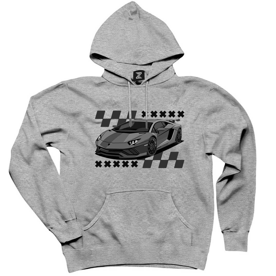 Lamborghini Huracan Gri Kapşonlu Sweatshirt Hoodie