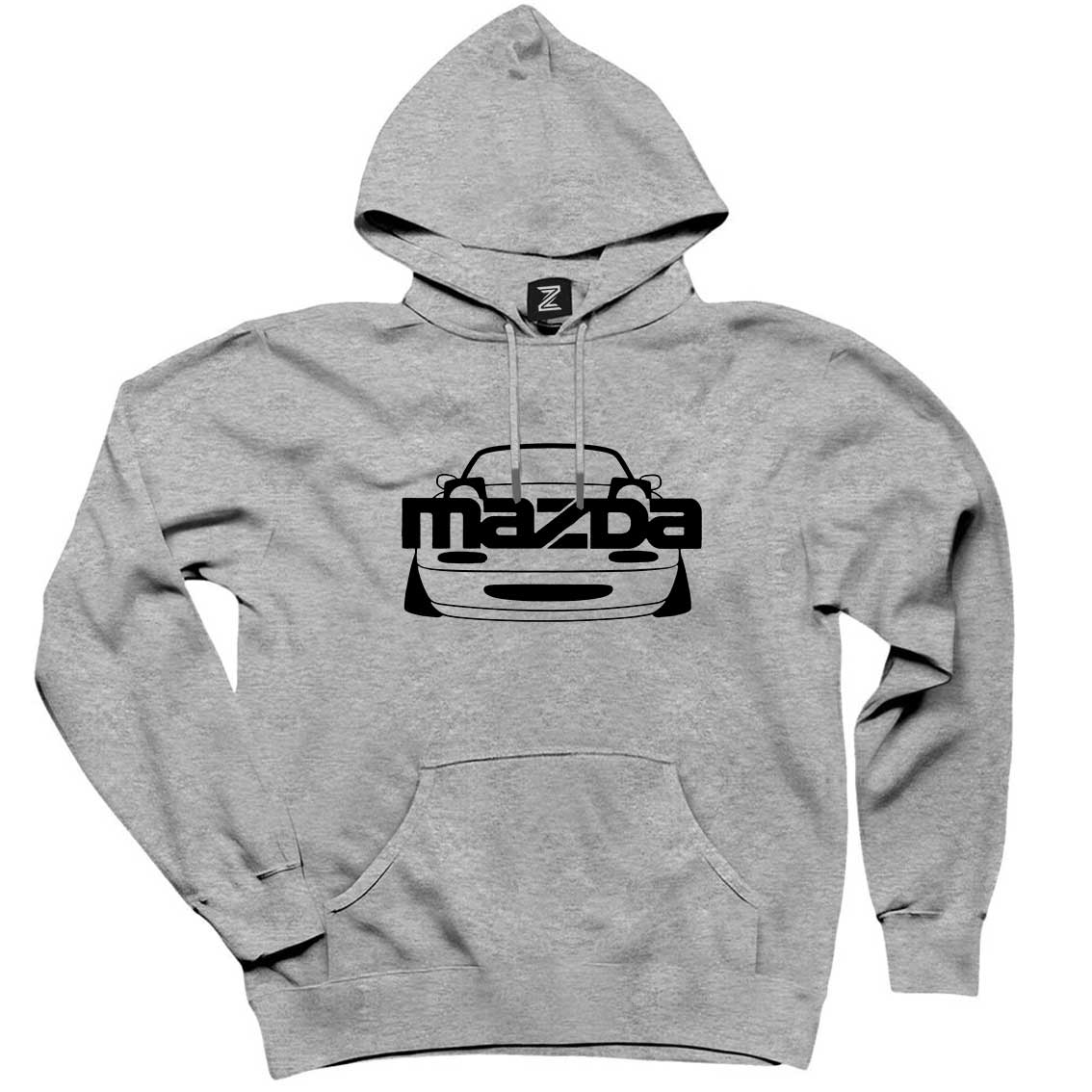 Mazda RX-7 Text Car Gri Kapşonlu Sweatshirt Hoodie