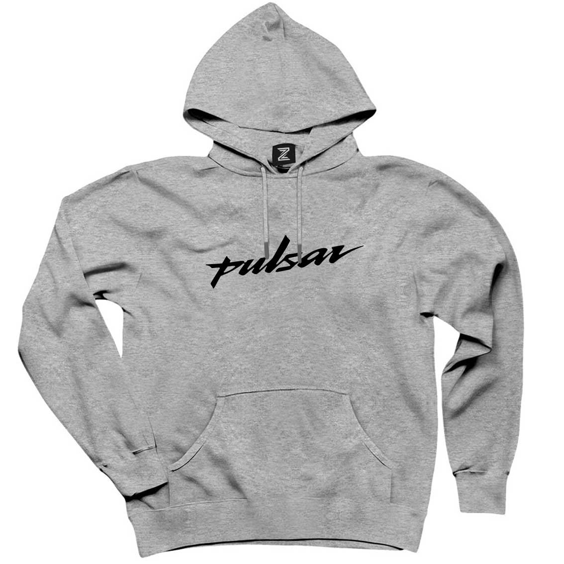 Pulsar Logo Black Gri Kapşonlu Sweatshirt Hoodie