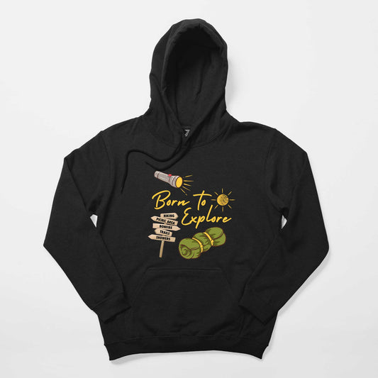 Born To Explore Siyah Kapşonlu Sweatshirt Hoodie