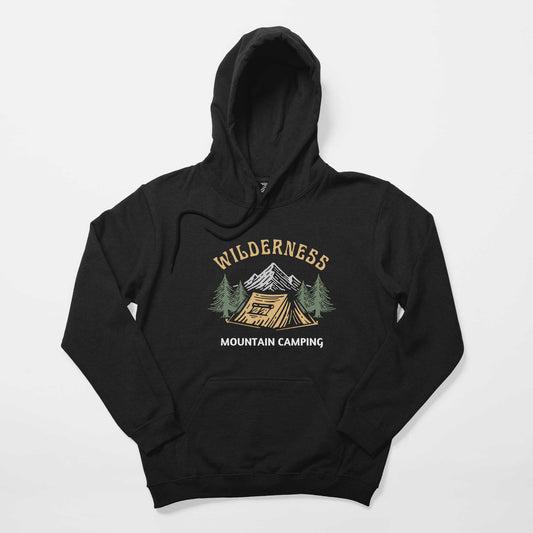 Mountain Camping Siyah Kapşonlu Sweatshirt Hoodie