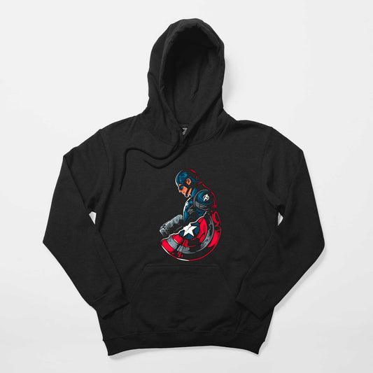 Kaptan America Siyah Kapşonlu Sweatshirt Hoodie