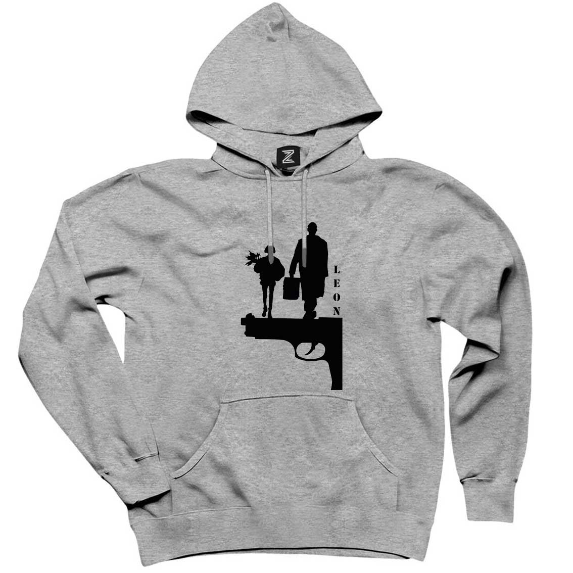 Leon Gun Silüet Gri Kapşonlu Sweatshirt Hoodie