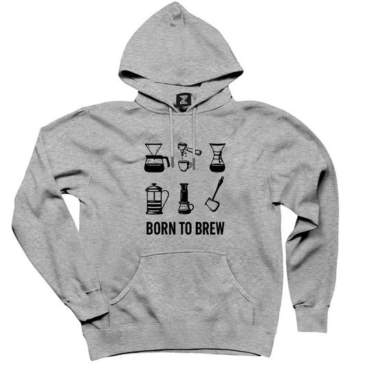 Barista Born To Brew Gri Kapşonlu Sweatshirt Hoodie