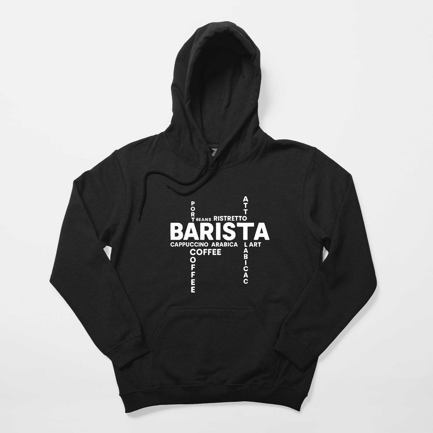 Barista Modern Tasarım Siyah Kapşonlu Sweatshirt Hoodie