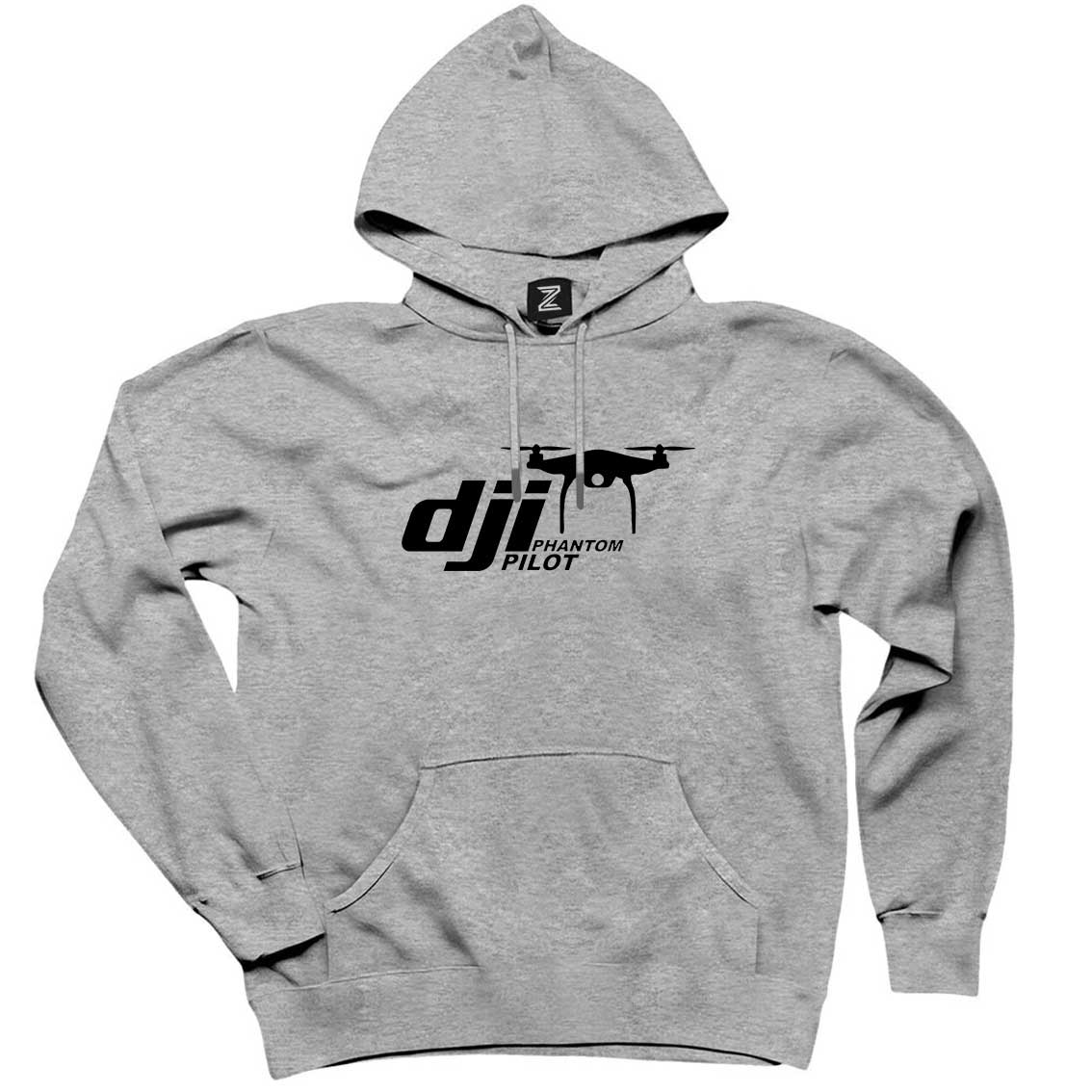 Dji Phantom Pilot Gri Kapşonlu Sweatshirt Hoodie