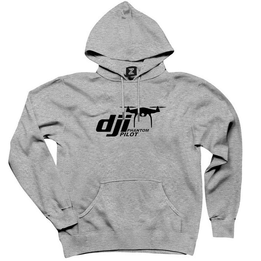 Dji Phantom Pilot Gri Kapşonlu Sweatshirt Hoodie