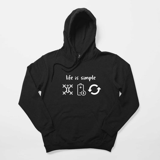 Life Is Simple Siyah Kapşonlu Sweatshirt Hoodie