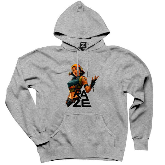 Valorant Raze Gri Kapşonlu Sweatshirt Hoodie